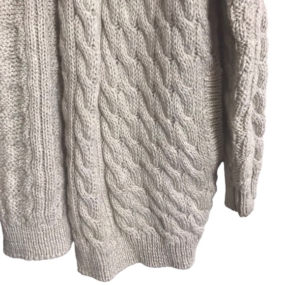 Islander XS Oversized Virgin Wool Cable Knit Gray Made In Ireland Cardigan Cozy - Picture 5 of 8